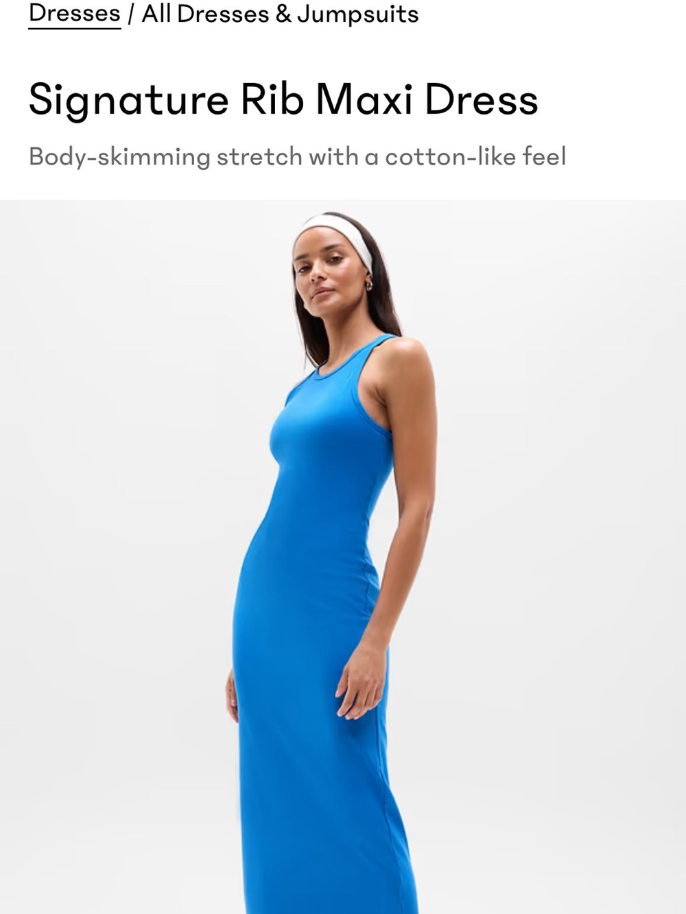 Athleta Signature Rib Maxi Dress in Bright Blue